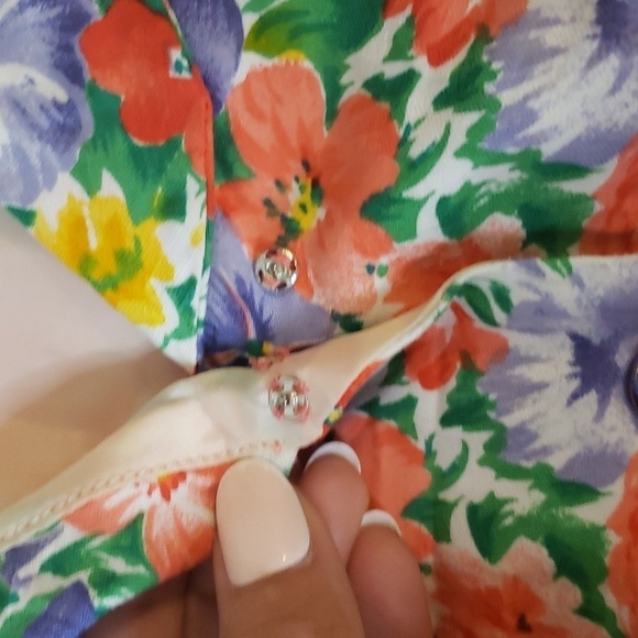 Vintage 90s bright floral vest purple, green ,yellow and red medium blossom styl - Picture 13 of 13